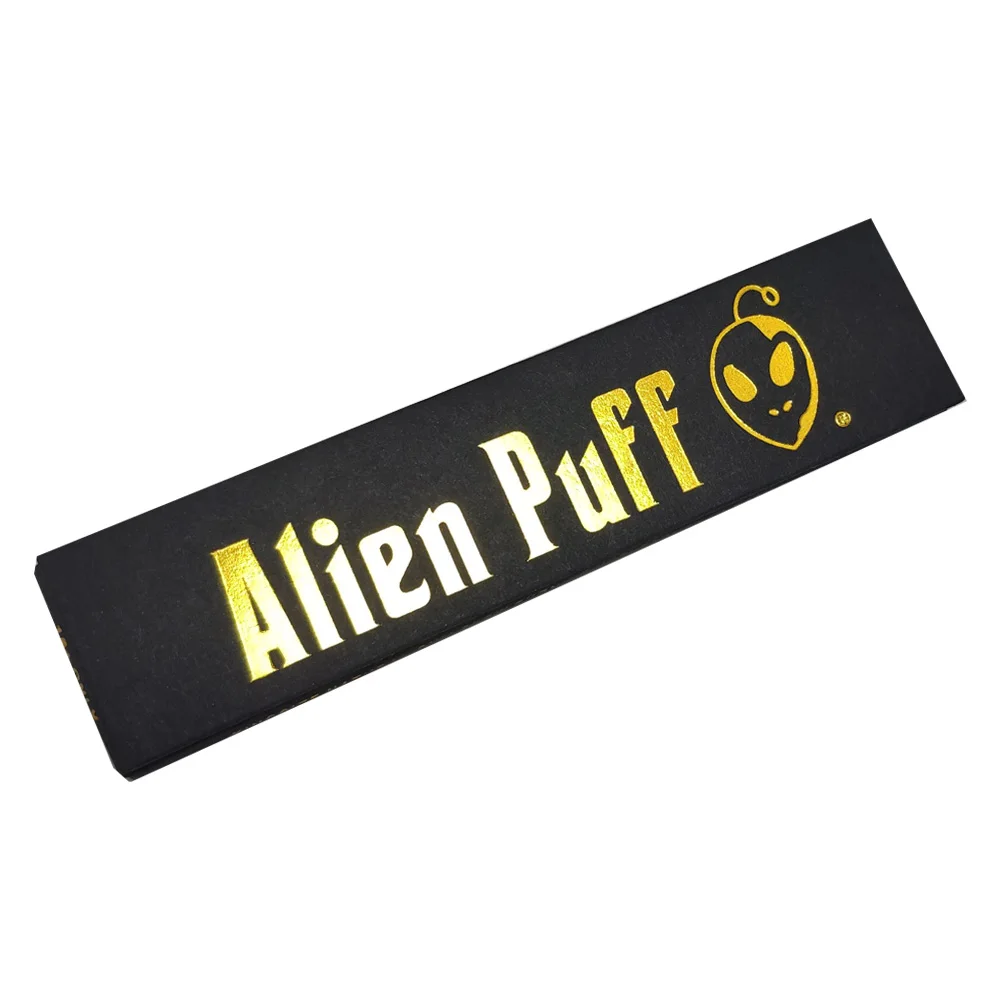 Custom Smoking Rolling Paper Wholesale Alien Puff Kingsize Holograph Gold Foil Unbleached Brown Smoking Paper for Cigarette OEM