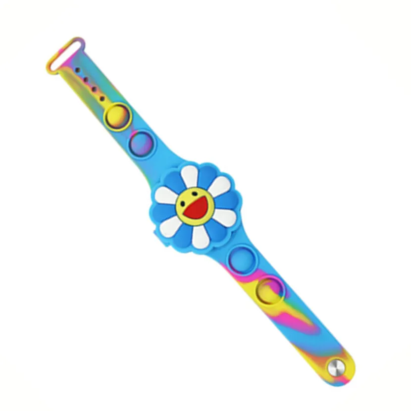 Promotional sunflower shape kids slap watch Christmas Celebration Gift Silicone Kids Use Slap Watch