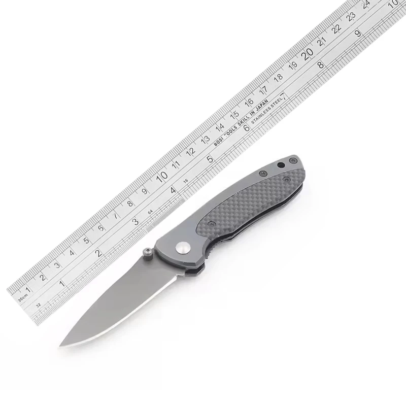 Titanium Pocket Knife with Carbon Fiber Drop Point Blade Stainless Steel EDC Foldable Camping Knife Customizable OEM Support