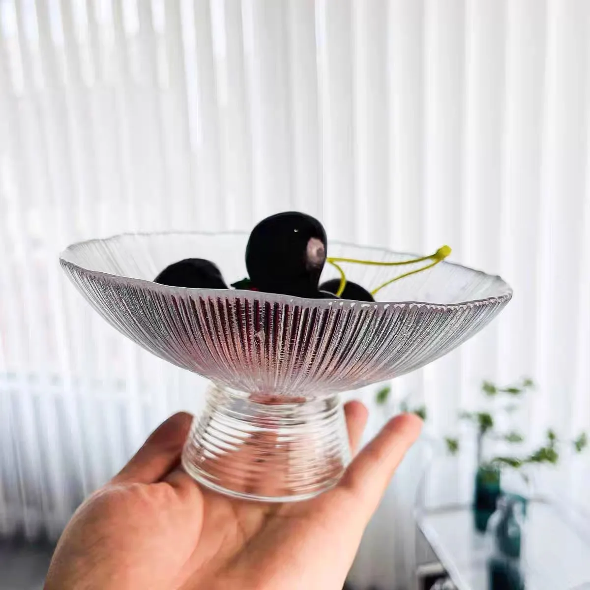 Glass Cake Stand Glass Footed Cake Plate Platter Silver Party Decorations Transparent CLASSIC Round Plate Dish Sustainable