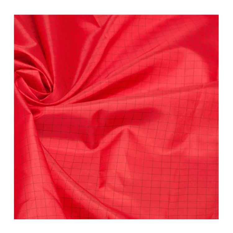 
polyester taffeta 380t grid antistatic 100% polyester down jacket fabric 