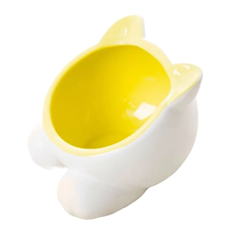 Eco Friendly Luxury Cat Carton Style Ergonomic Ceramic Pet Slow Feeder Dog Cat Drinker Feeder Bowls in High Quality