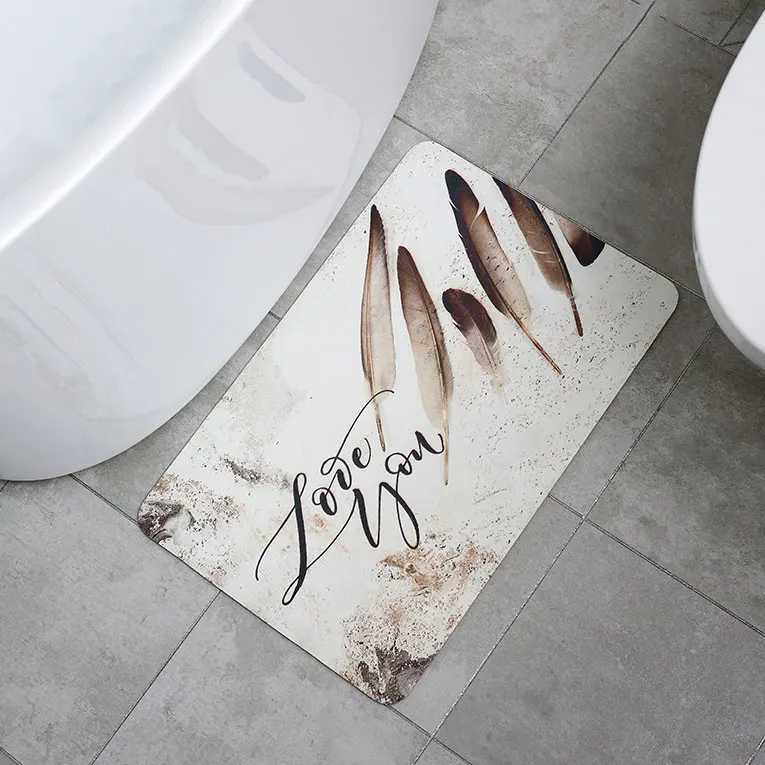 Hot Sell Quick-drying Printed Diatomaceous Earth Bath Foot Mat And Absorbent Anti Slip Shower Mat
