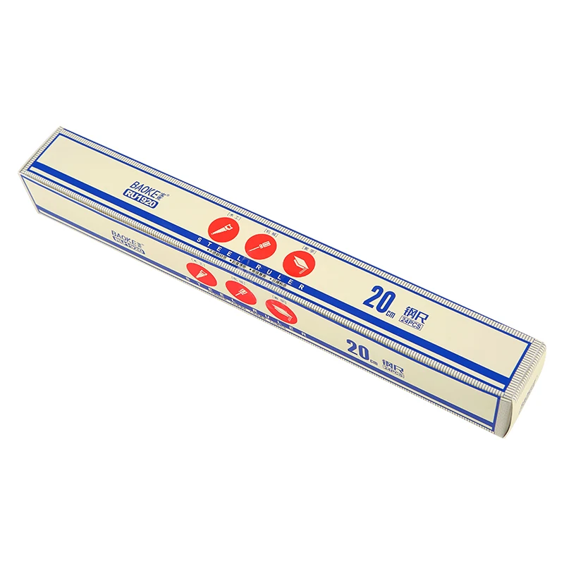 Baoke Straight Laser Etched Metal Ruler Custom Straight Steel Scale Ruler Drawing Multifunctional 20cm Metal Ruler