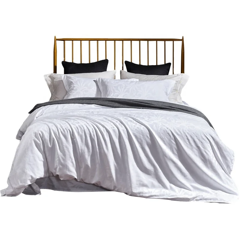 JILI SILK  king size 100% cotton white high density jacquard queen size duvet quilt cover set for home