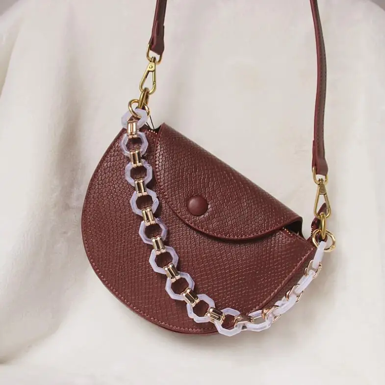 Vintage octagonal bag straps acrylic resin plastic buckle chain purse straps handmade replacement strap for bags