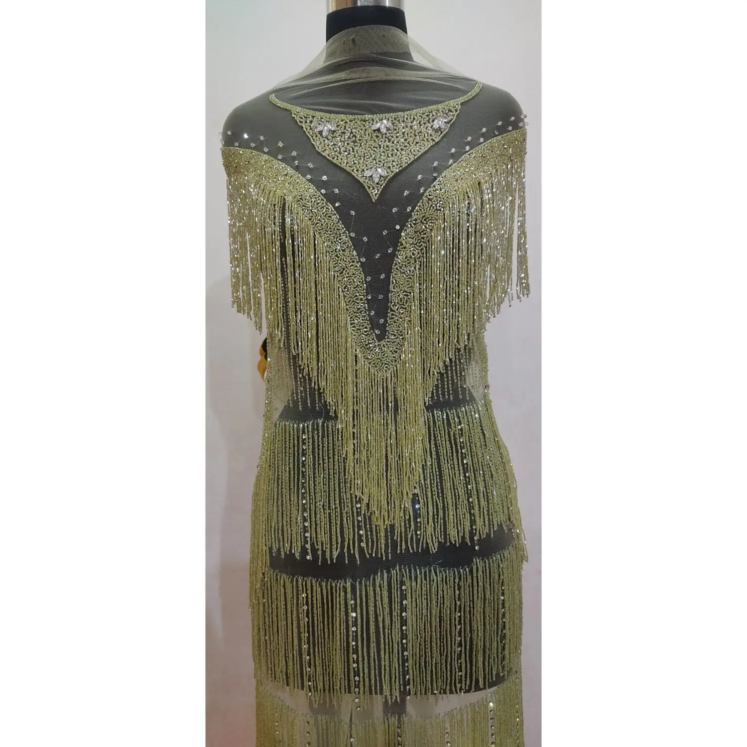 Unique Design Indian and Pakistani Clothing Handmade Beaded Work Front Back Panel Lace Fabric for Gown Available at Bes Price