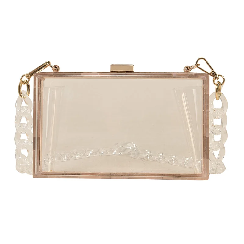 2021 fashion cute transparent chain ladies girls clear jelly purses shoulder bags acrylic evening clutch handbags for women (1600339712053)