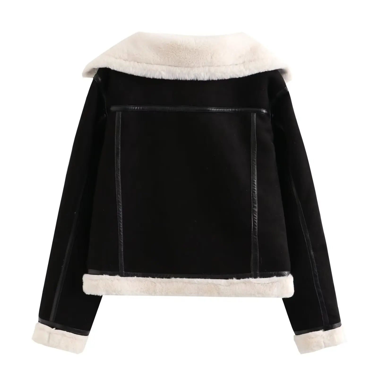 R30230S New Winter Moto Biker Short Sheepskin Coat Women Faux Lamb Leather Fur Jacket Fashion Lapel Zipper Thick Warm Outwear