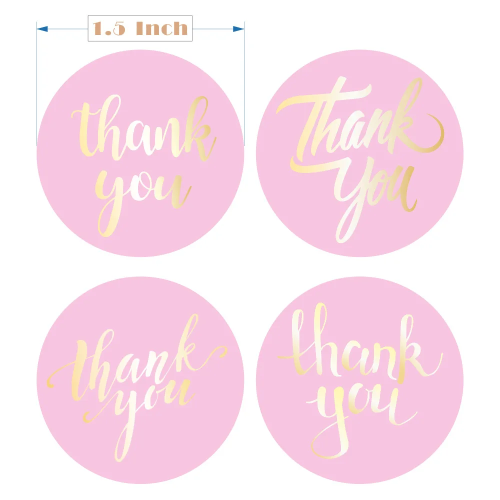 Custom Printed Labels of Various Colors Thank You Gold Foil Vinyl Waterproof Sticker Packaging Label Adhesive Tape