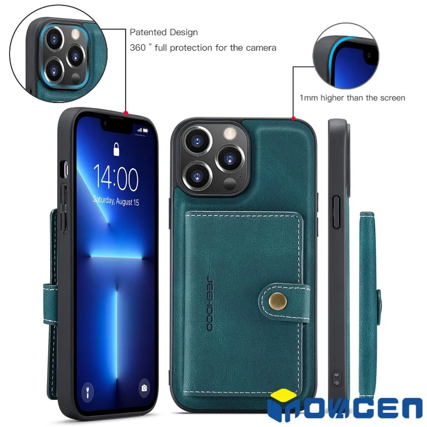 Leather MagSafe Case Compatiable For iPhone/Magnetic Leather Back Cover with Detachable Wallet Card Holder,Shockproof Multicolor