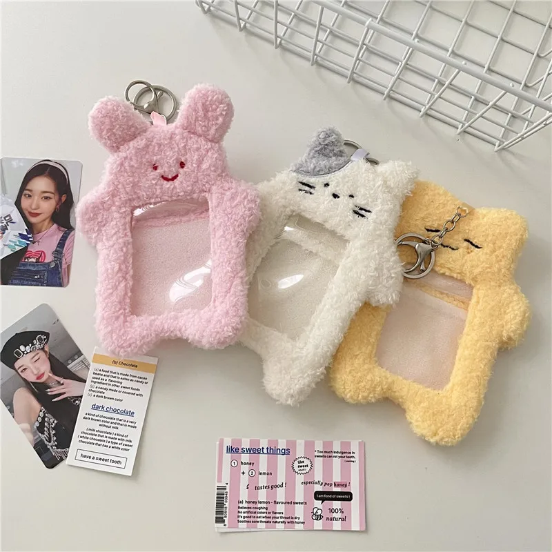 Kpop пользовательские мини Плюшевые Пушистые boucle оптовая продажа плюшевые брелки держатели Корея ПВХ фотокарточки держатель для карт
