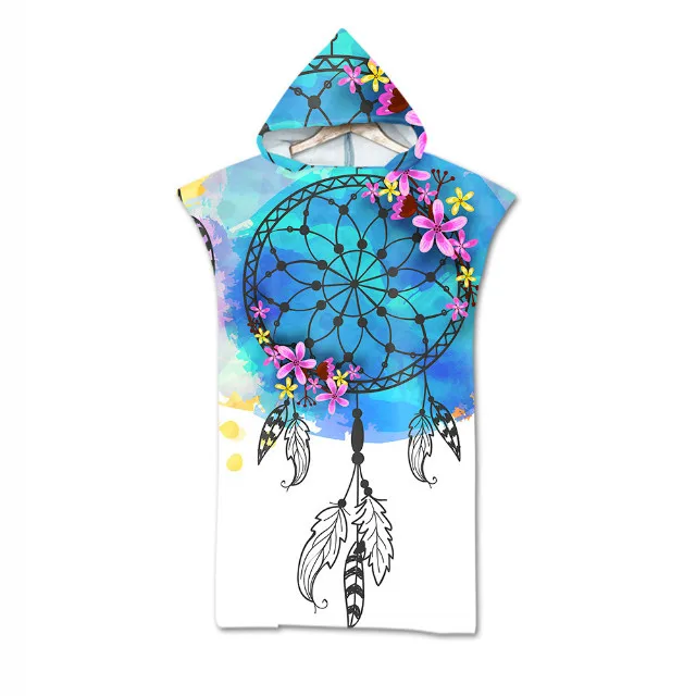 Wholesale Personalized Adult Geometric Print Microfiber Hooded  Bath Towel Beach Cover Up