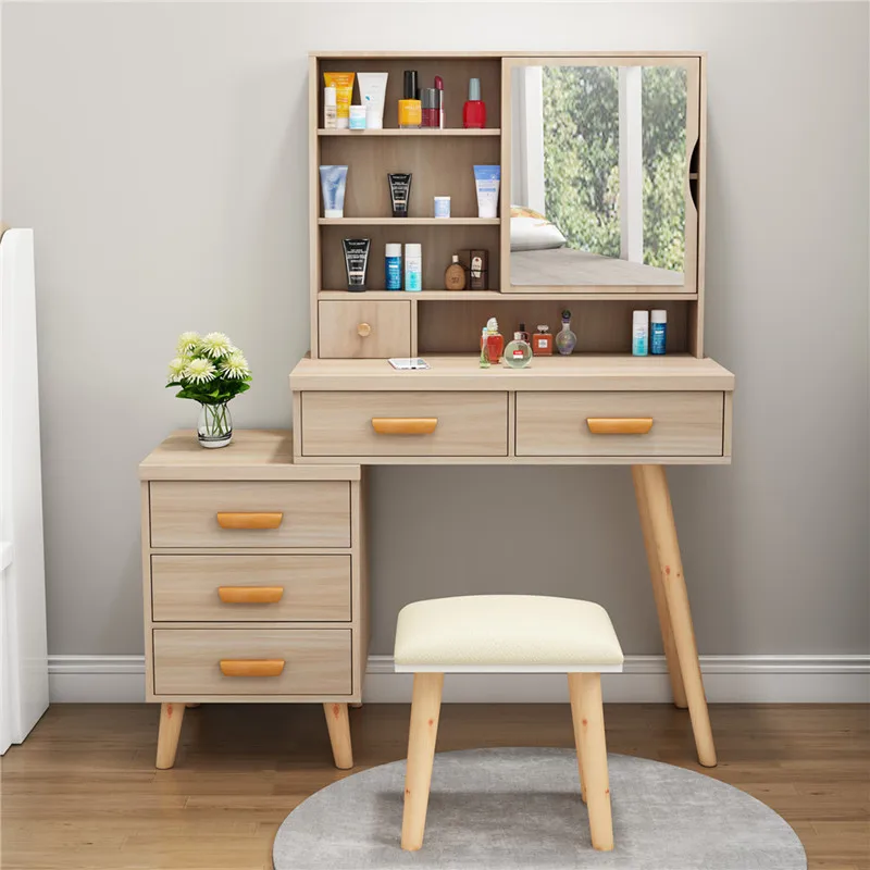 Modern Corner Dressing Table Saving Space Dressing Table with Mirrored Vanity Dressers