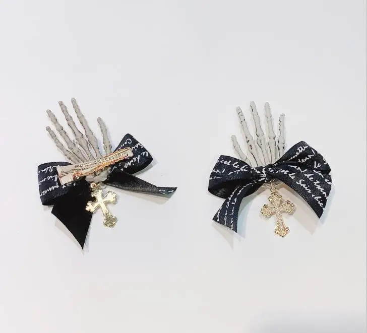 Skull Skeleton hair bows clips Halloween for