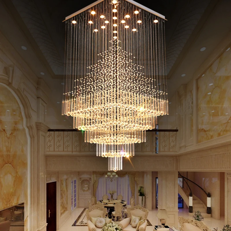 Contemporary Gold White Hanging Lighting Fixture Decoration Hotel k9 Crystal Luxury LED Chandelier