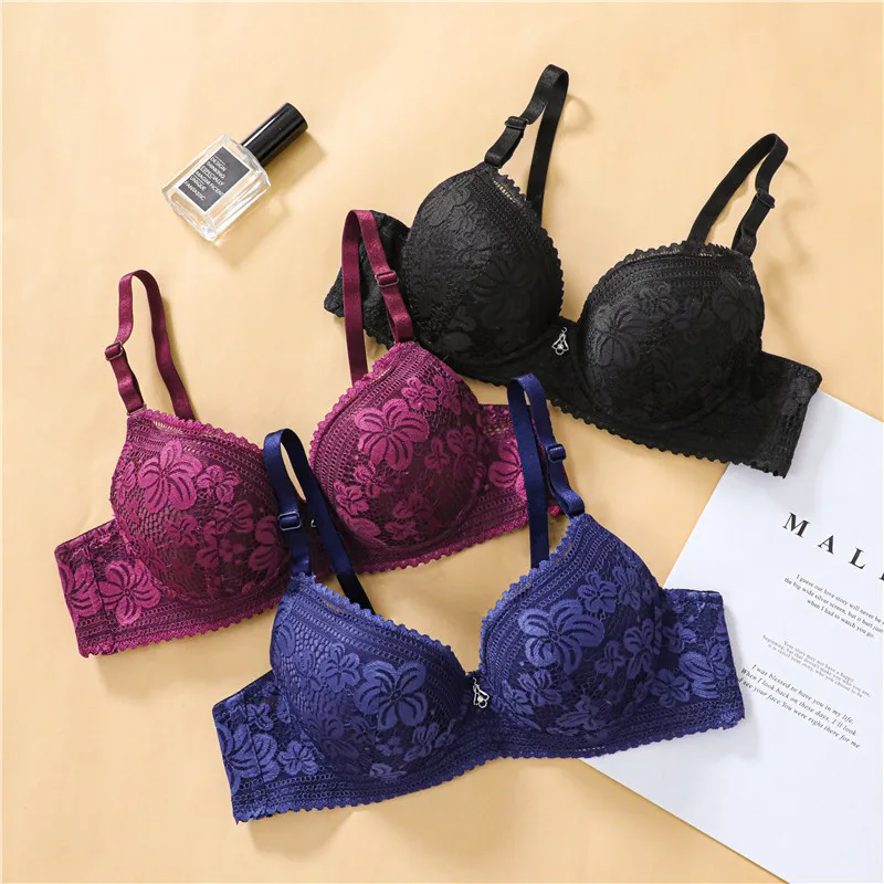 Wholesale Daily Comfort Wireless Support Bra Beautiful Lace Embroidery High Quality Cotton Bra For Women