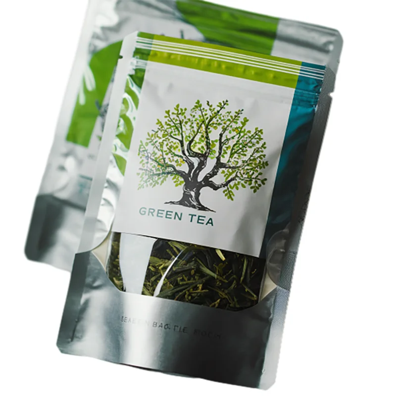 Custom food grade doypack with zipper digital printing stand up pouch aluminum foil packaging bags for 100g tea powder