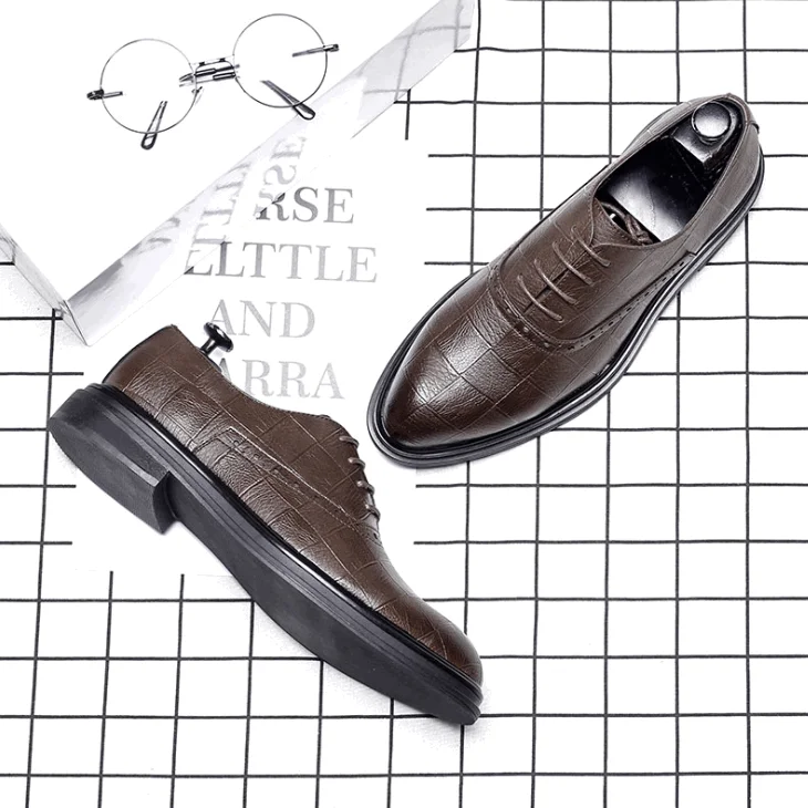 Men Formal Dress Shoes PU Leather Shoes Flats rubber Shoes