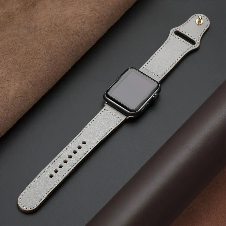 
Ремешок из натуральной кожи для Apple Watch Band 42 мм 38 мм, браслет для Iwatch Series 6 5 4, наручные часы 