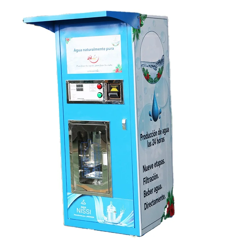 Self service unmanned water dispenser with coin operated RO reverse osmosis community water purifier