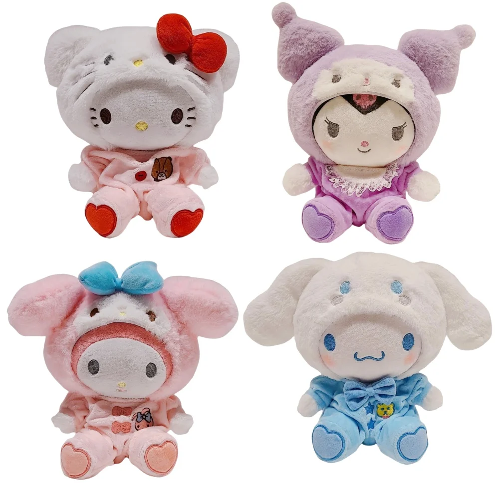 20cm Sanrioed Plush Toys For Girls Cat Stuffed Animals Cute Anime Plushie Kawaii Doll Super Soft Toy Pachacco Peluche