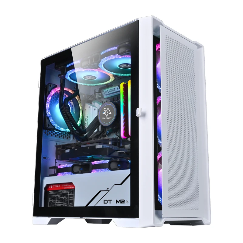 SNOWMAN CS032 Mainstream Gaming PC Mid Tower Case MATX Mini ITX Customized Tempered Glass Computer Case Desktop Case Tower White