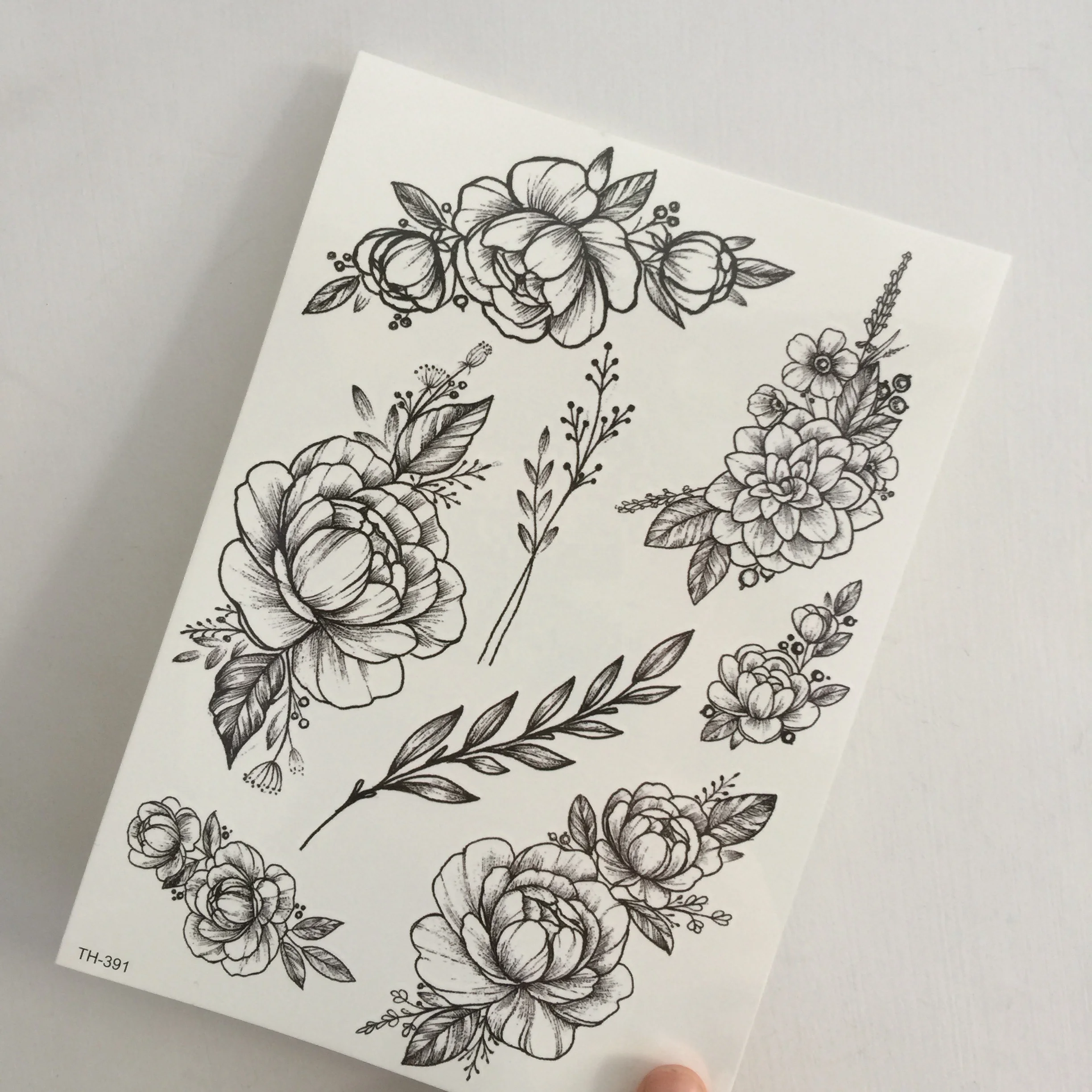 High Level Beautiful Black Tea Flower Removable Fashion Long Lasting Tribal Temporary Tattoo Sticker