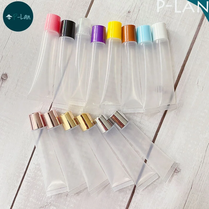 P-Lan Brand Stock 100pcs 10ml 15ml 20ml Wholesale Plastic Lip Gloss Squeeze Tube Custom Lip Gloss Tubes