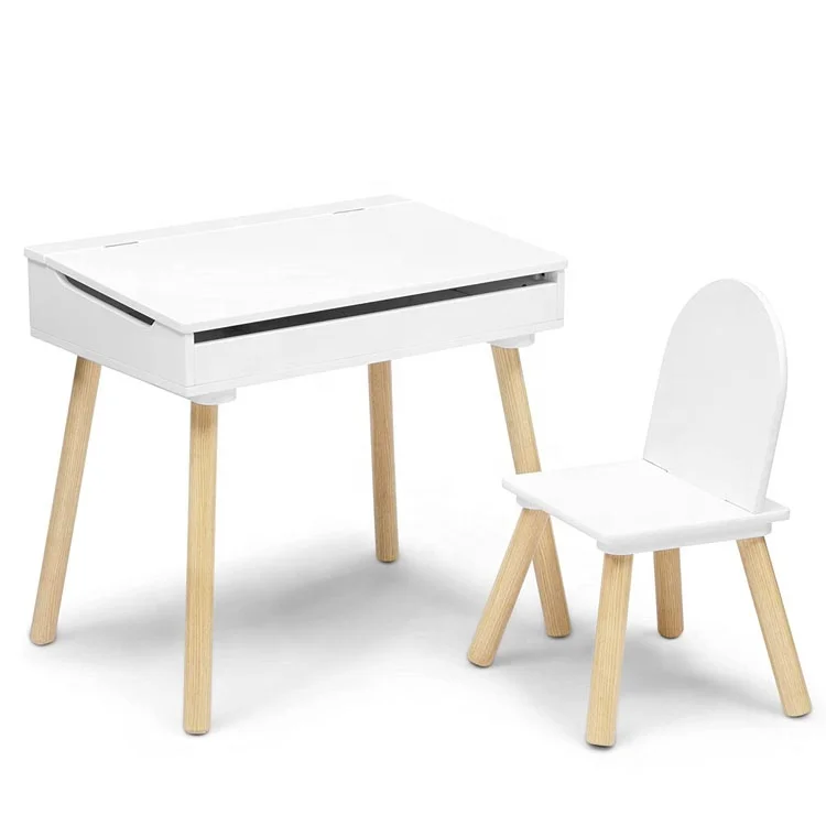 Customized Children Wholesale Small Modern Lift-Top Wood Desk and Chair for Toddlers