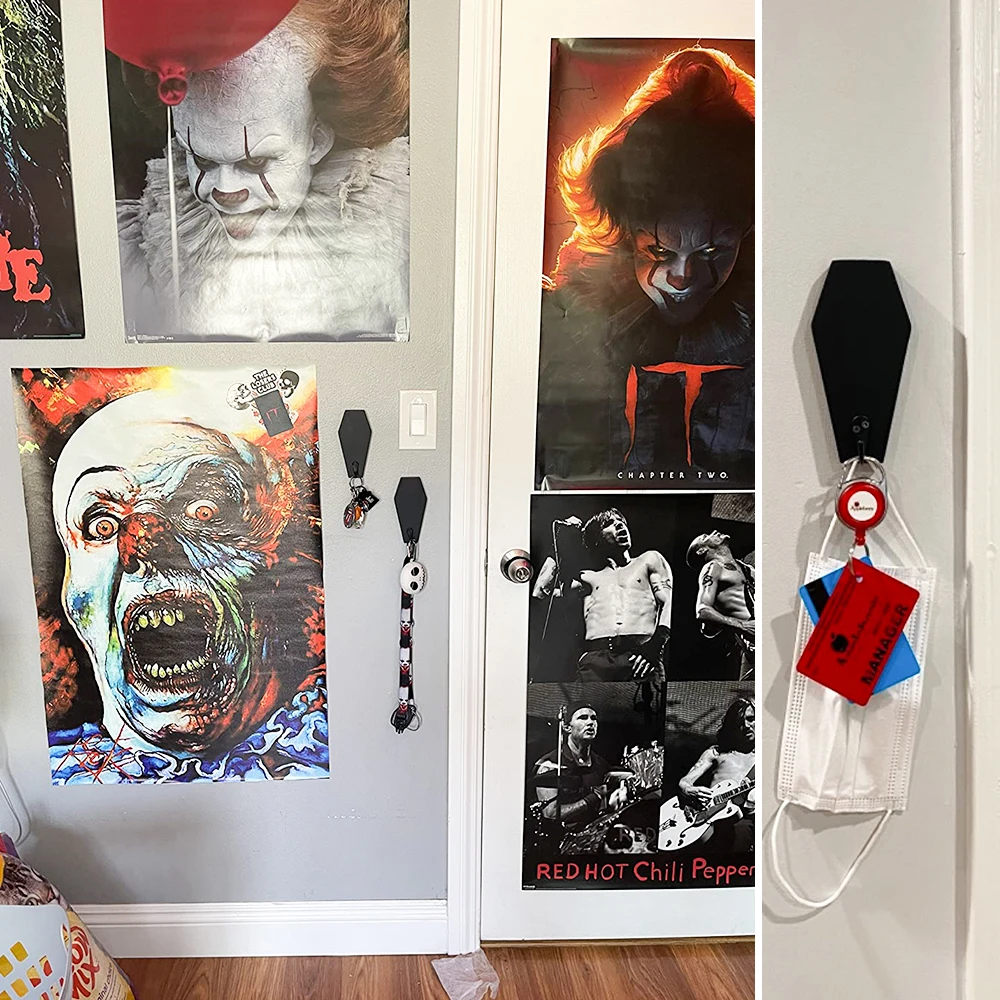 Деревянный черный держатель для ключей в гробе готический Настенный декор деревянные крючки настенная стойка кофейных кружек