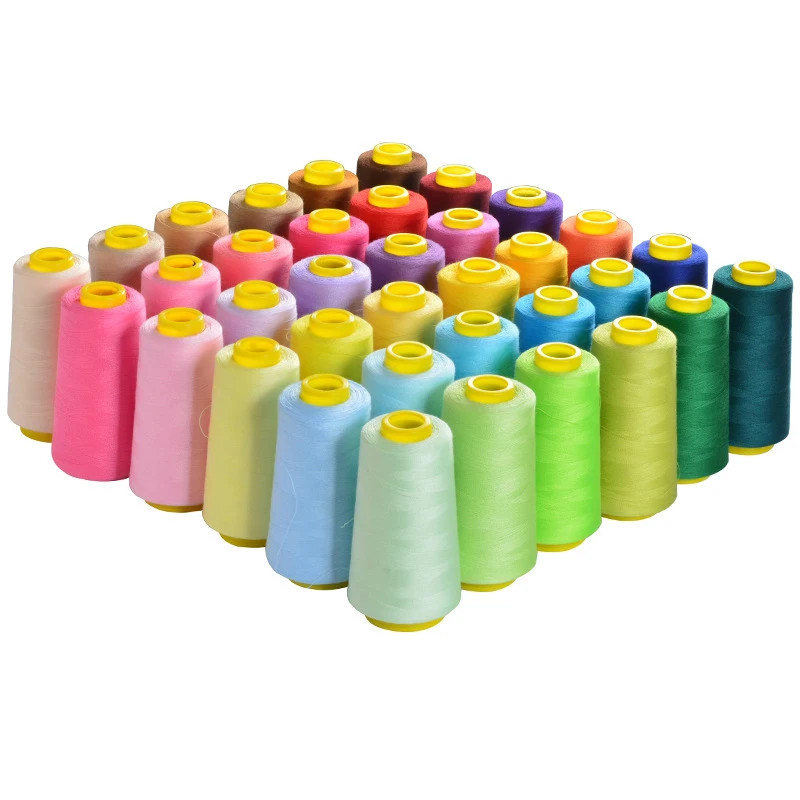 Wholesale Hilo Solid Color Dyed Spun 100% Polyester Yarn With Different Colors 40/2 polyester sewing thread