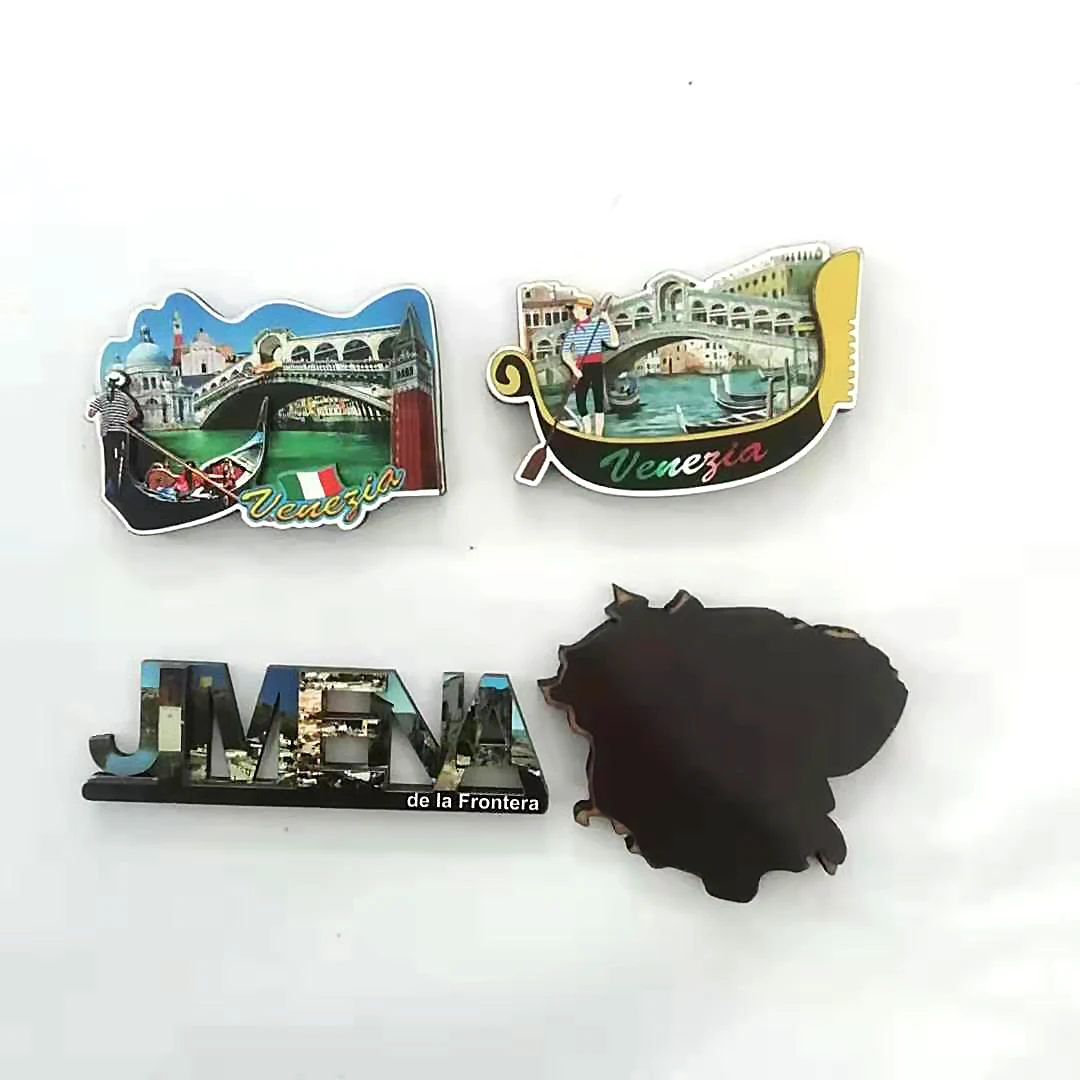 Chinese Nice Quality Tourist Souvenirs Double Layer Custom MDF 3D cartoon Wooden Irregular Fridge Magnets