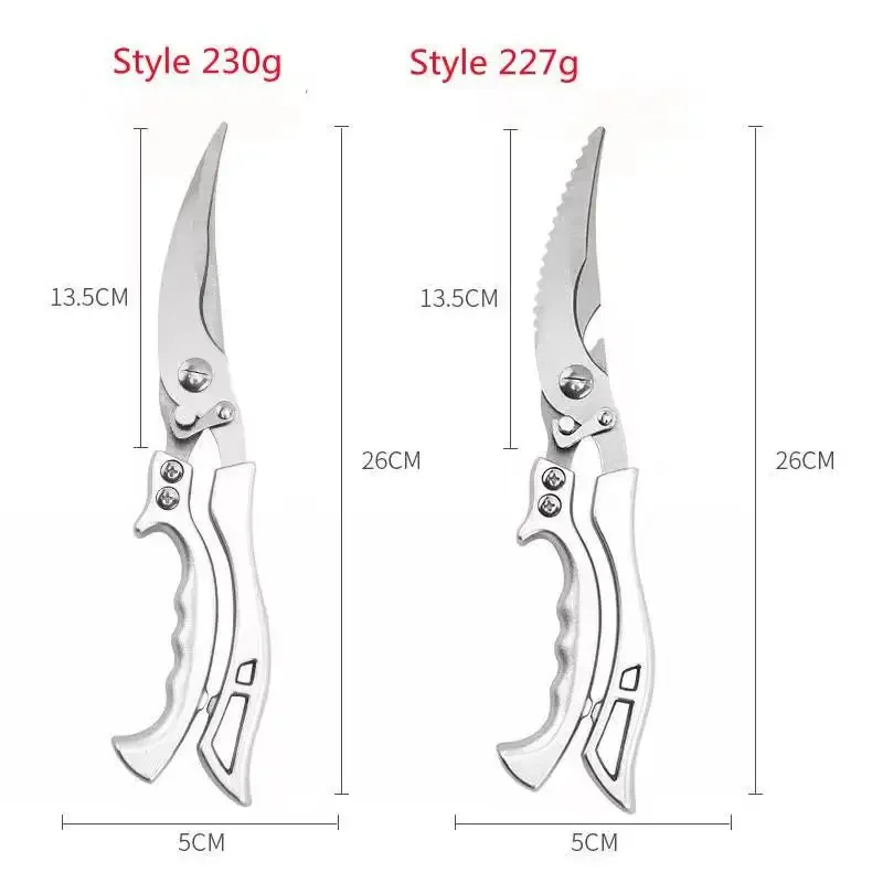 Multifunctional Stainless Steel Kitchen Scissors Food Scissors Chicken Bone Meat Fishing Crab Greens Cutting Trimming Scissors