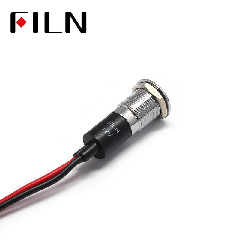 Filn 12MM 380V Red LED Waterproof Medical Equipment Metal Indicator Lights Screw Terminal With Wire Leading