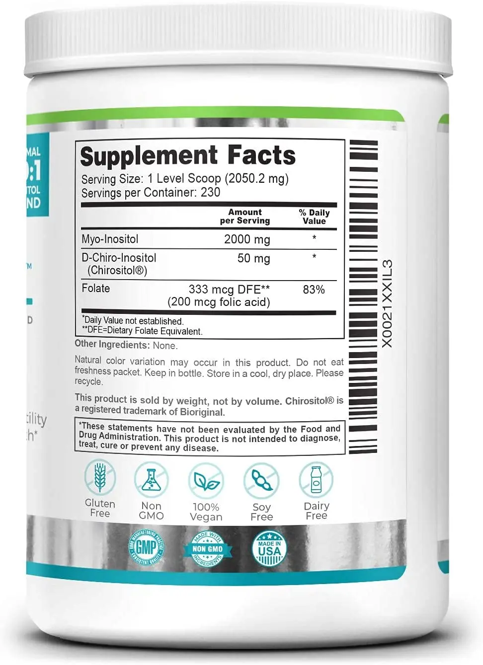 Enhanced fertility support 40:1 ratio Myo-Inositol D-Chiro-Inositol Powder fertility healthcare supplement reproductive support