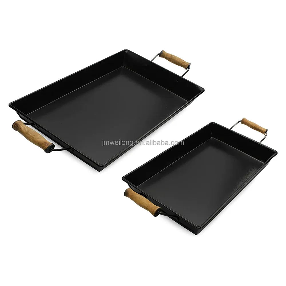 Customized Rustic rectangle serving tray with wood handles Vintage Farmhouse Decoration for Modern Homes or Kitchens