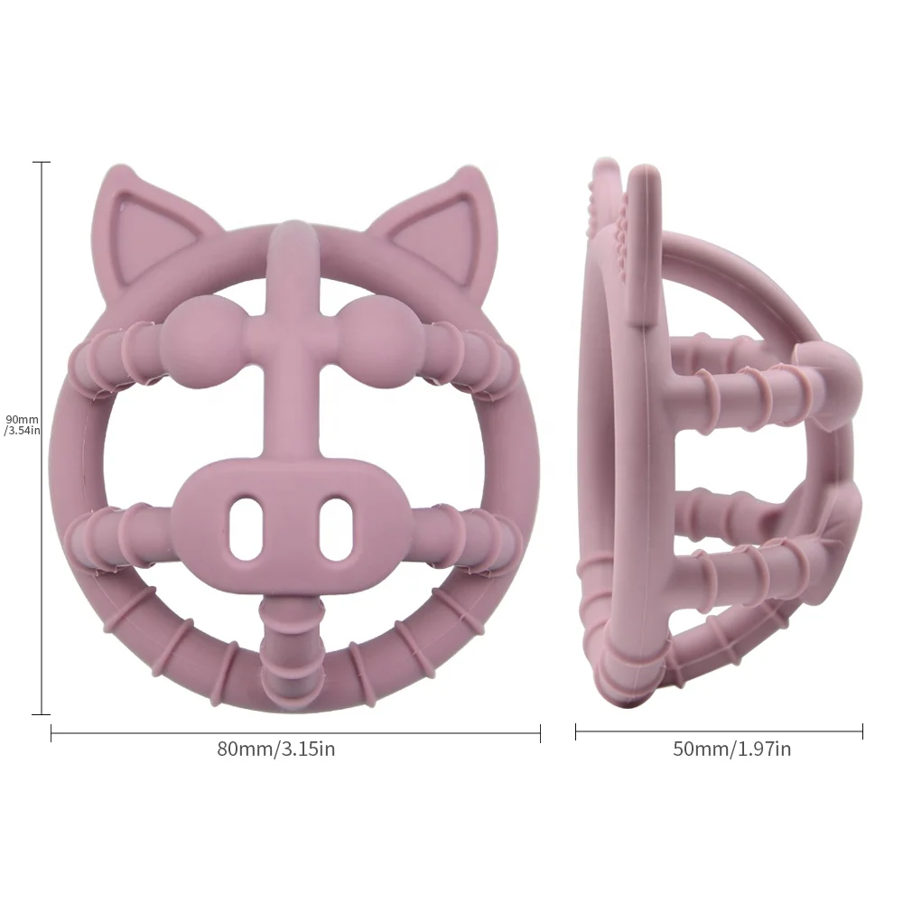 Custom Mold Factory Direct Price Funny Animal Baby Silicone Teething Pink Piggy Soft Soother Sensory Toy
