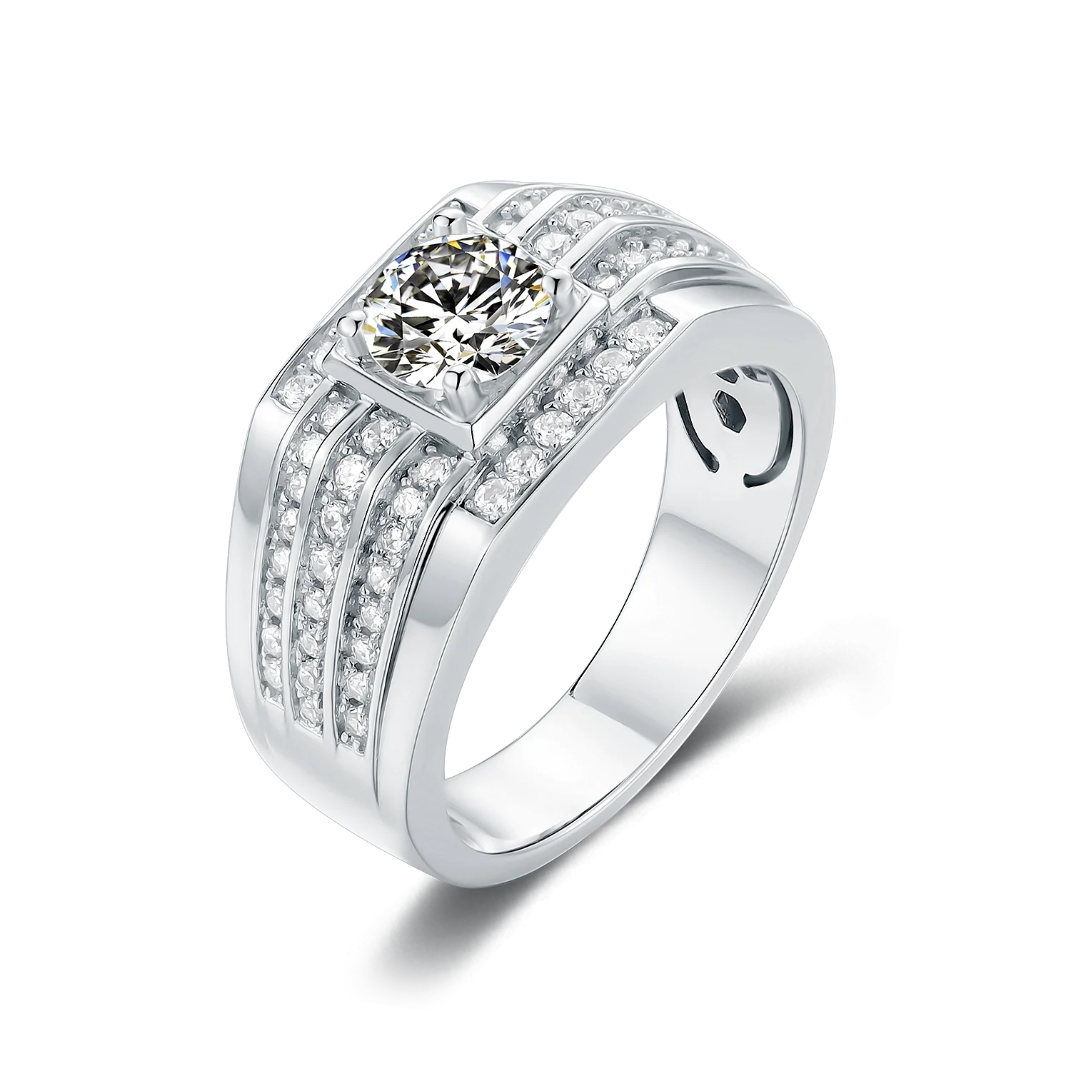 white gold plated moissanite ring for men real silver ring for mens finger 1 ct d color moissanite men jewelry