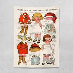 Lovely Vintage Cartoon Style Children Girls Household Bedroom Dormitory Background Cloth Wall Hanging Tapestry