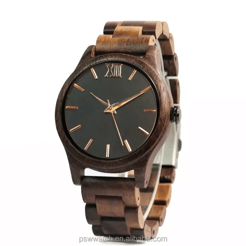 Unisex Watch Wholesale Hand Made Walnut Wood watch Sport Glass Luxury Fashion Charm Limited Edition Round Wooden