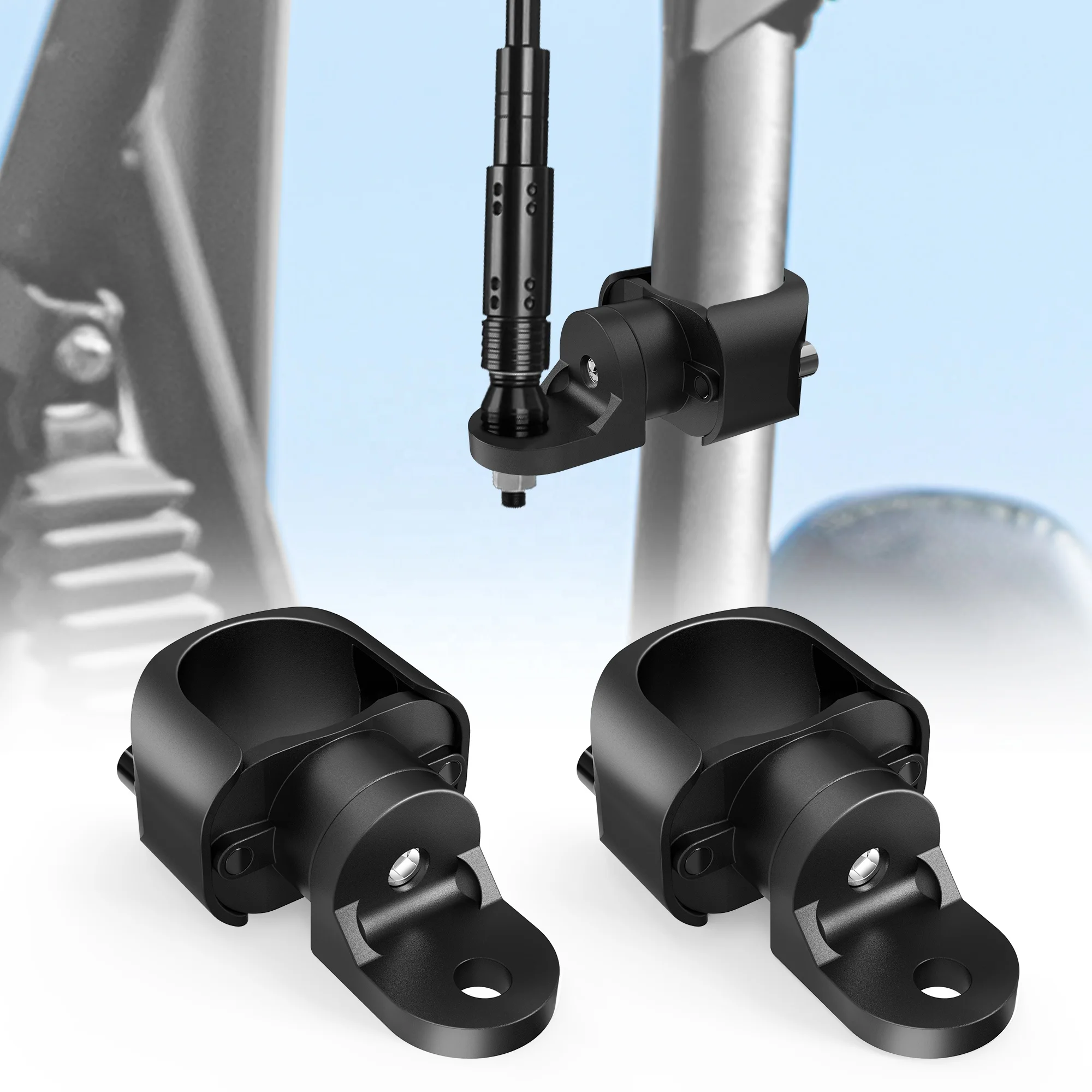 MICTUNING UTV Flag Round Mount Whip Light Mount Antenna 360 Adjustable Mounting Bracket