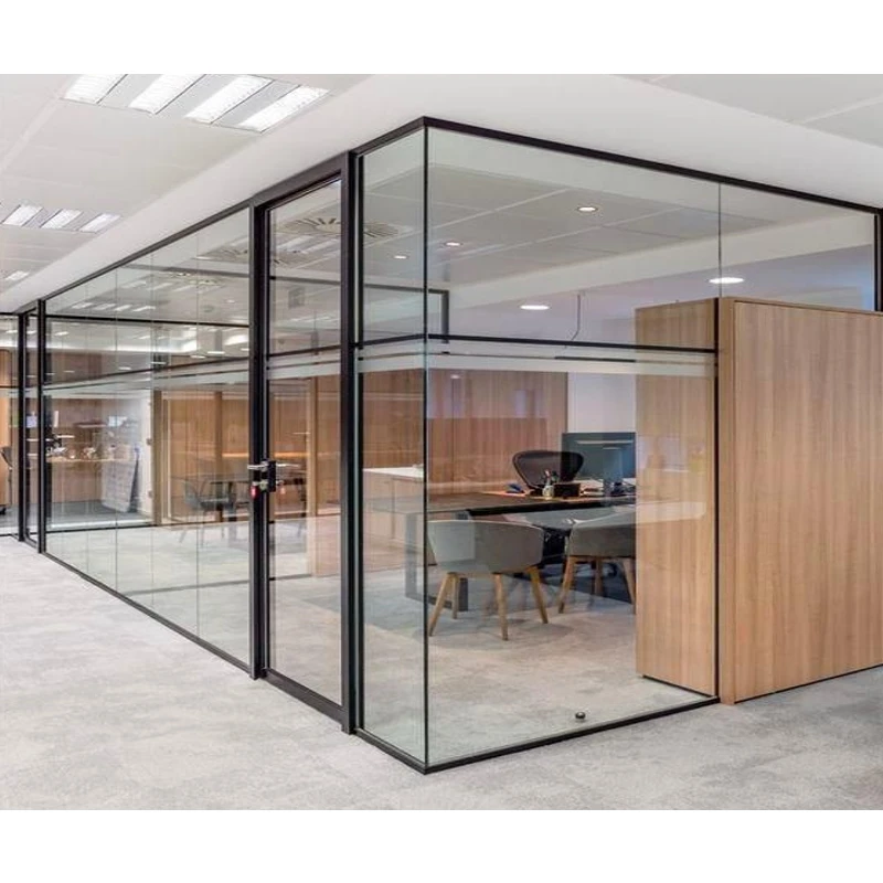 Modular Soundproof Frameless Demountable Aluminum Single Or Double Tempered Glass Office Partition Wall