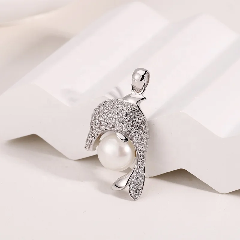 KAMMY 9.5-10mm Classical Versatile Dolphin Light Luxury Jewellery Girl Cute Large Real Pearl Pendant