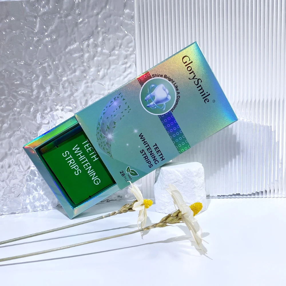 Mint Dissolving Non Slip White Strips For Sensitive Teeth PAP Gel Teeth Whitening Strips Private Label Non Peroxide