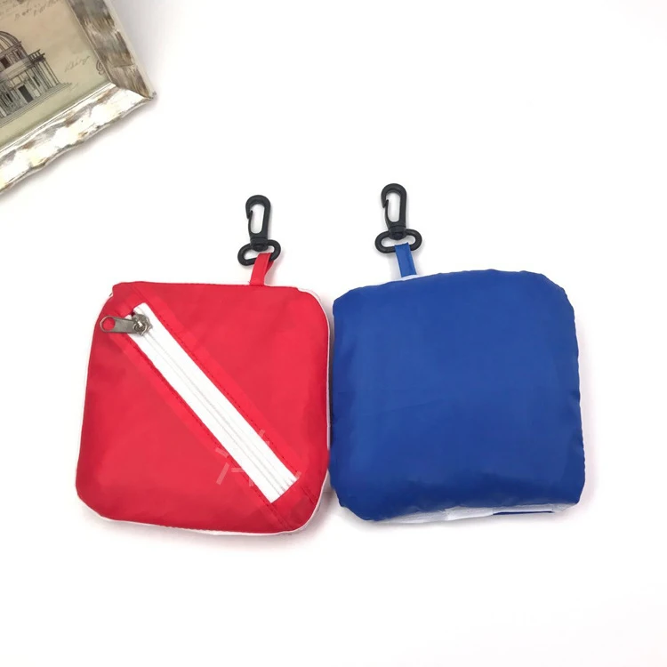 
Foldable shopping bag portable Storage waterproof daily Oxford green portable advertising gift Folding zipper shopping bag 