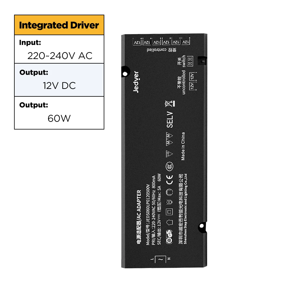 220-240V AC 60W DC 12V 5A OVP OCP SCP OTP JEDVER Integrated LED Driver