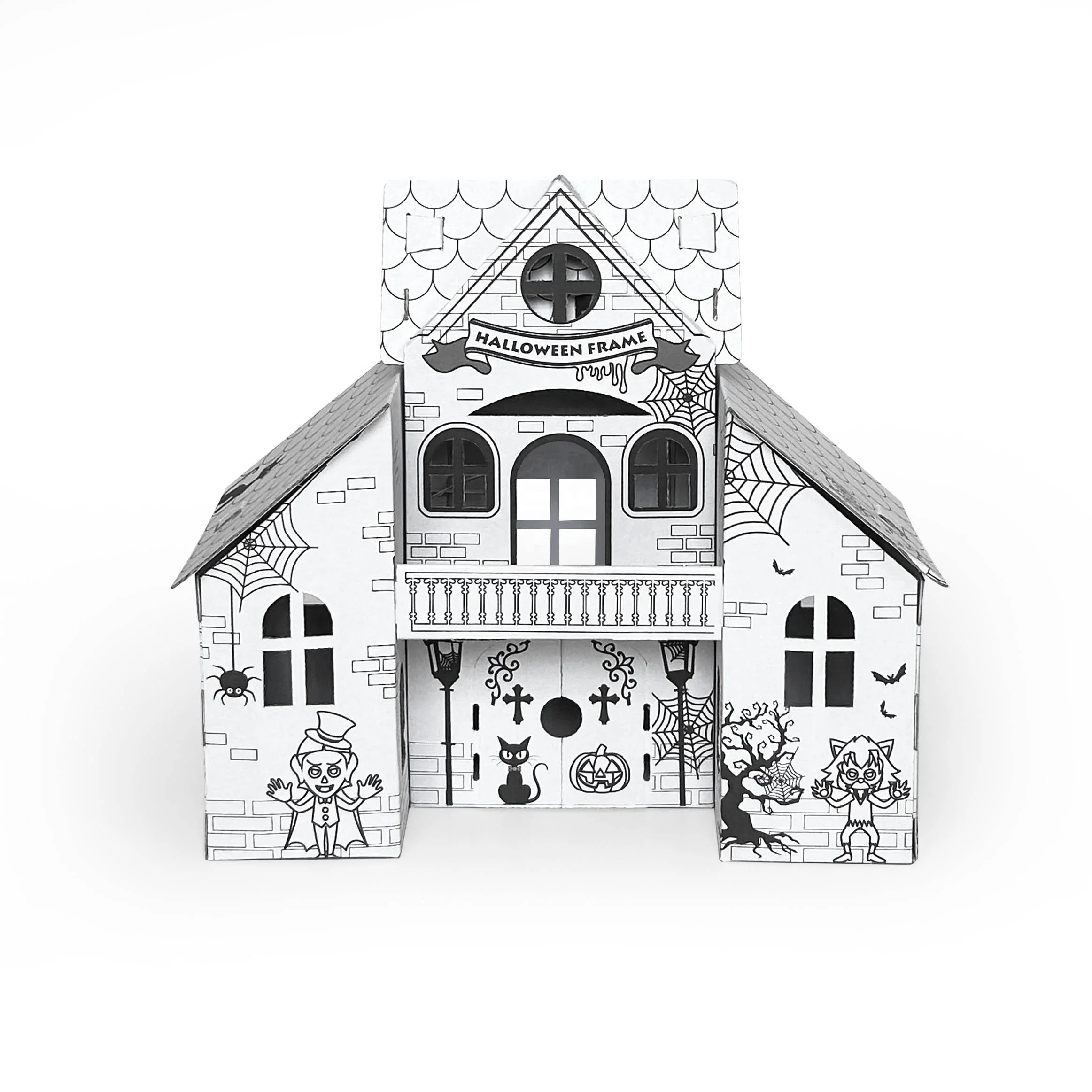 DIY Cardboard Playhouse Learning Early Educational Toys Creative Arts with Color