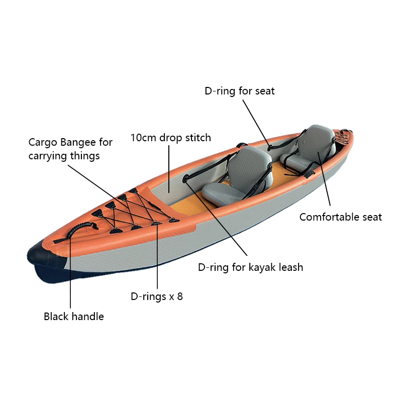 2-Person Kayak Inflatable Fishing Canoe Travelling Activity Outdoor Water Sport Boat