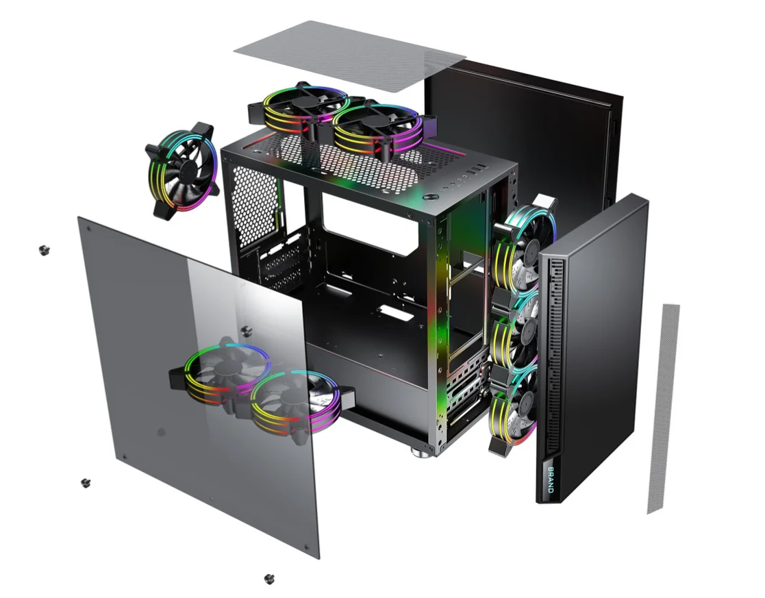 Настольный игровой компьютер MID Tower ATX/микро Корпус из закаленного стекла боковая панель